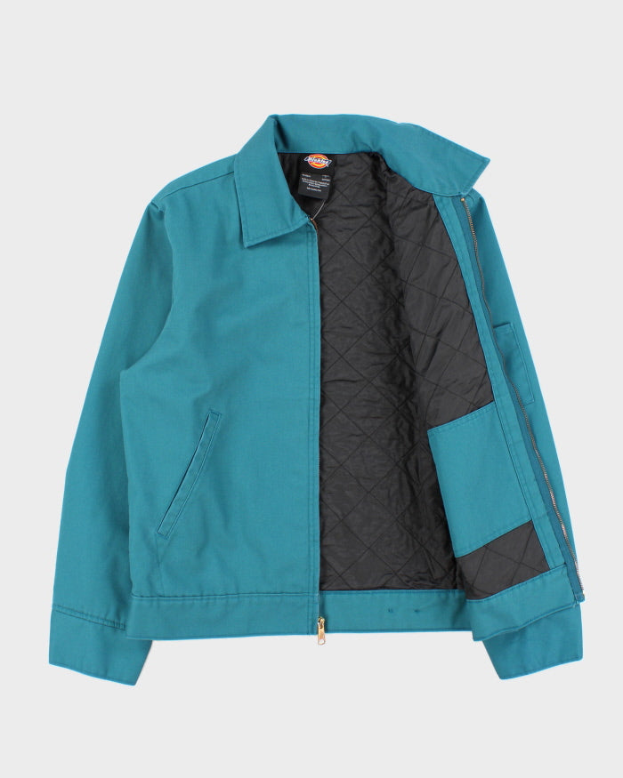 Dickies Eisenhower Teal Twill Quilt-Lined Water Resistant Harrington Jacket - S