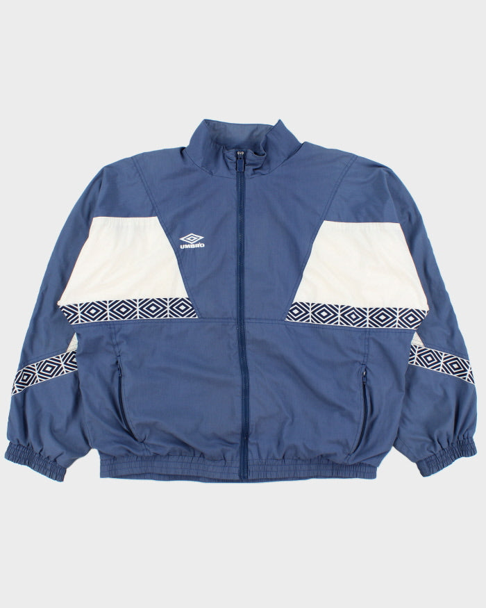 Vintage 1992 Umbro Colour-Block Classic Diamond Tape Embroidered Soft Shell Football Training Jacket - L