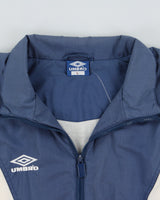 Vintage 1992 Umbro Colour-Block Classic Diamond Tape Embroidered Soft Shell Football Training Jacket - L