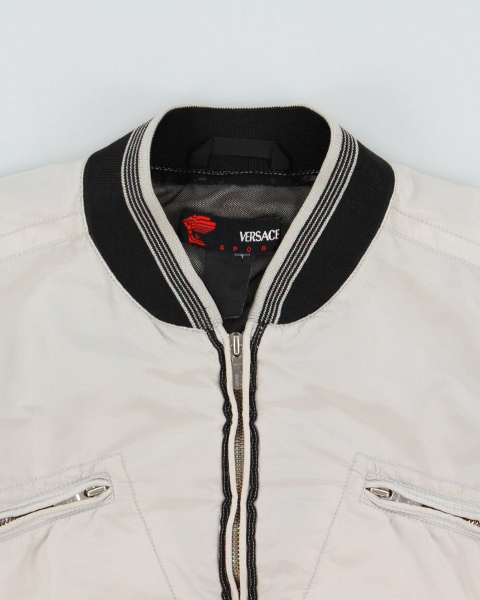 Vintage Y2K 00s Versace Sport Contrast Stitch Shell Cafe Racer Moto Jacket - L