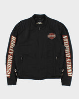 Vintage '05 Y2K Harley Davidson Quilted Lined Shell Canvas Embroidered Cafe Racer Moto Jacket - M