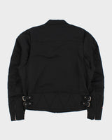 Vintage '05 Y2K Harley Davidson Quilted Lined Shell Canvas Embroidered Cafe Racer Moto Jacket - M