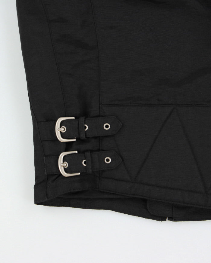 Vintage '05 Y2K Harley Davidson Quilted Lined Shell Canvas Embroidered Cafe Racer Moto Jacket - M