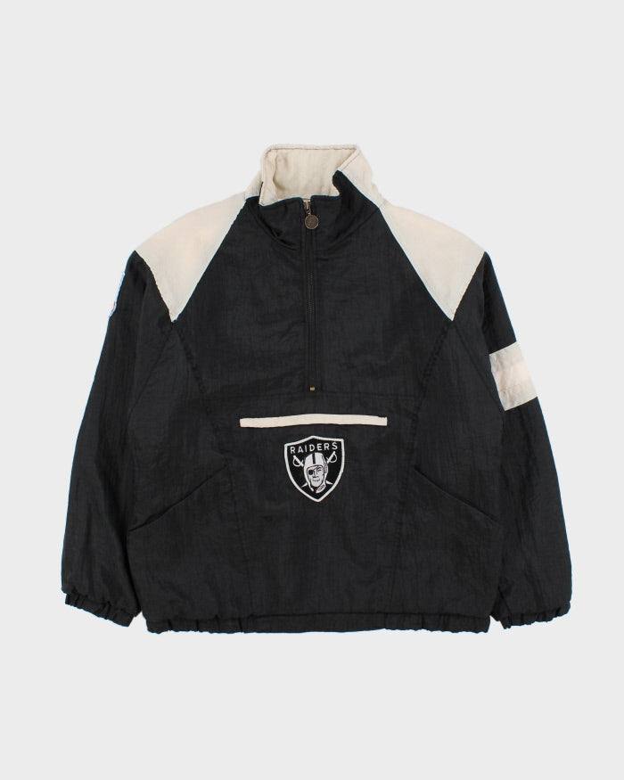 Vintage 1984 Shain Of Canada Official Team NFL Oakland Los Angeles Raiders Quilt Lined Quarter-Zip Shell Jacket - XL