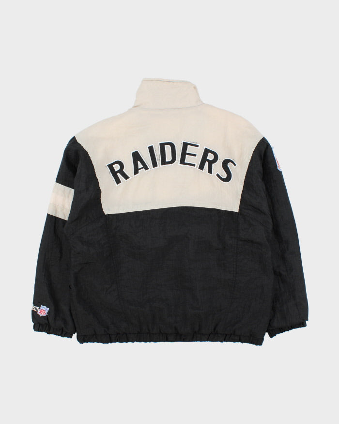 Vintage 1984 Shain Of Canada Official Team NFL Oakland Los Angeles Raiders Quilt Lined Quarter-Zip Shell Jacket - XL