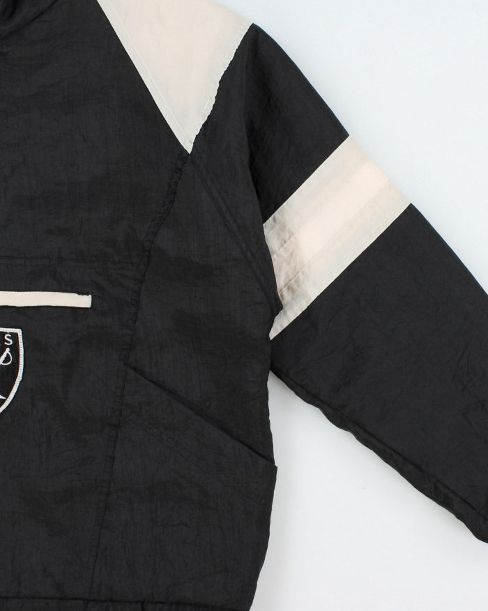 Vintage 1984 Shain Of Canada Official Team NFL Oakland Los Angeles Raiders Quilt Lined Quarter-Zip Shell Jacket - XL