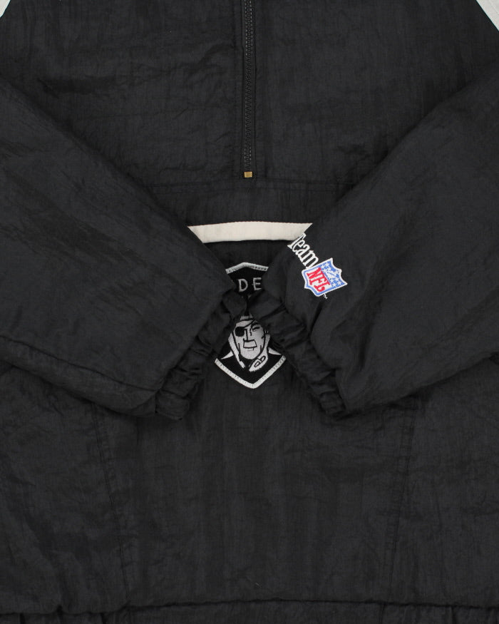 Vintage 1984 Shain Of Canada Official Team NFL Oakland Los Angeles Raiders Quilt Lined Quarter-Zip Shell Jacket - XL