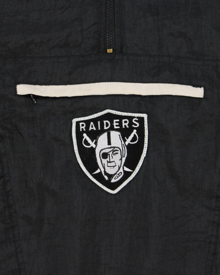Vintage 1984 Shain Of Canada Official Team NFL Oakland Los Angeles Raiders Quilt Lined Quarter-Zip Shell Jacket - XL