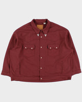 Levi's Premium Big E Black Tab Bordeaux Shell Sawtooth Pearl Snap Button Western Trucker Jacket - XXL