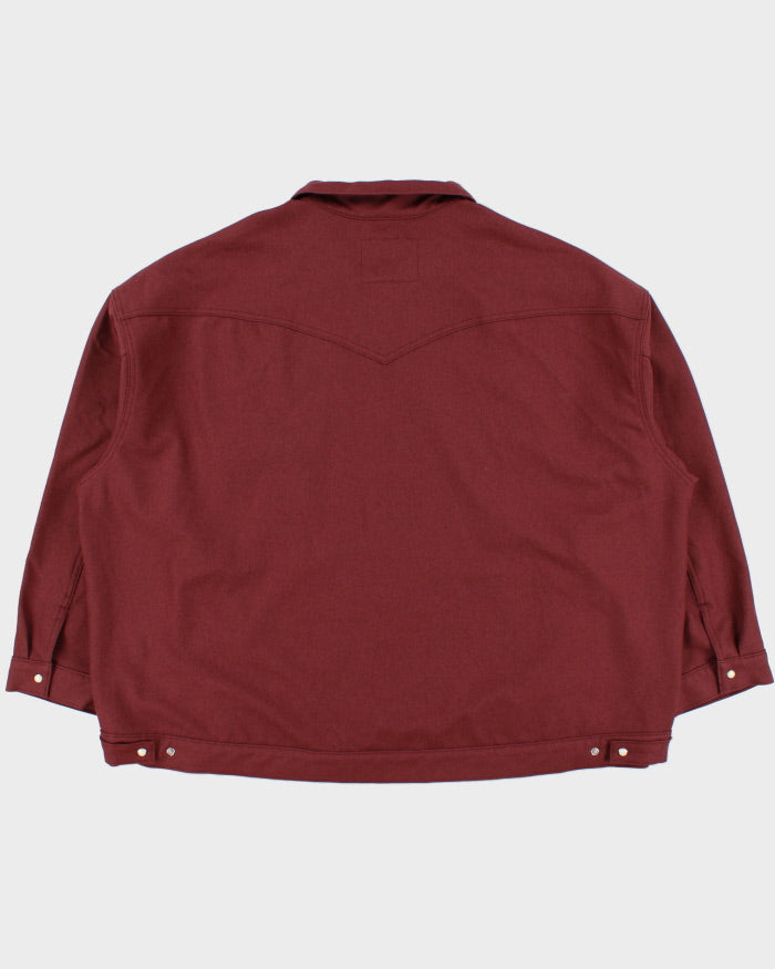 Levi's Premium Big E Black Tab Bordeaux Shell Sawtooth Pearl Snap Button Western Trucker Jacket - XXL