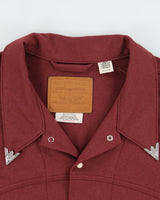 Levi's Premium Big E Black Tab Bordeaux Shell Sawtooth Pearl Snap Button Western Trucker Jacket - XXL