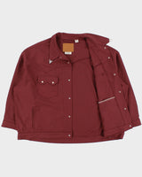 Levi's Premium Big E Black Tab Bordeaux Shell Sawtooth Pearl Snap Button Western Trucker Jacket - XXL