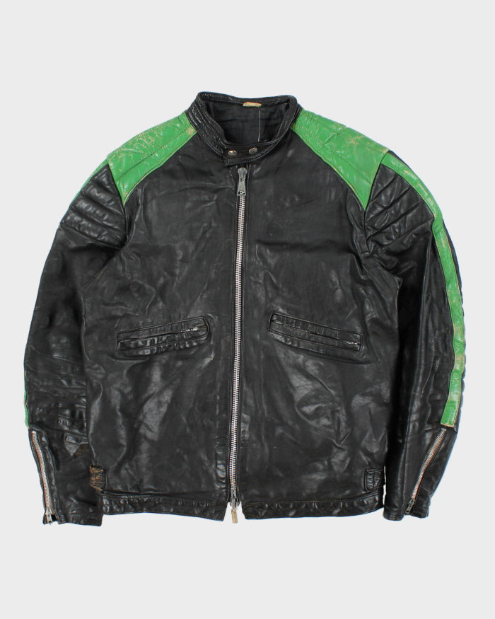 Vintage 1970s Made In Canada Horsehide Leather Padded Cafe Racer Moto Jacket - L