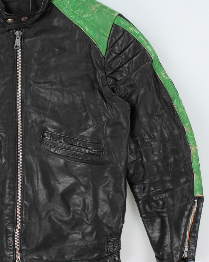Vintage 1970s Made In Canada Horsehide Leather Padded Cafe Racer Moto Jacket - L