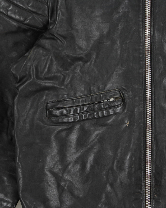 Vintage 1970s Made In Canada Horsehide Leather Padded Cafe Racer Moto Jacket - L