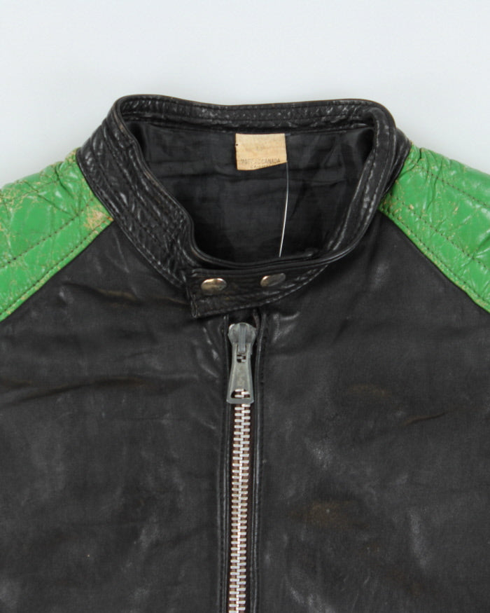 Vintage 1970s Made In Canada Horsehide Leather Padded Cafe Racer Moto Jacket - L