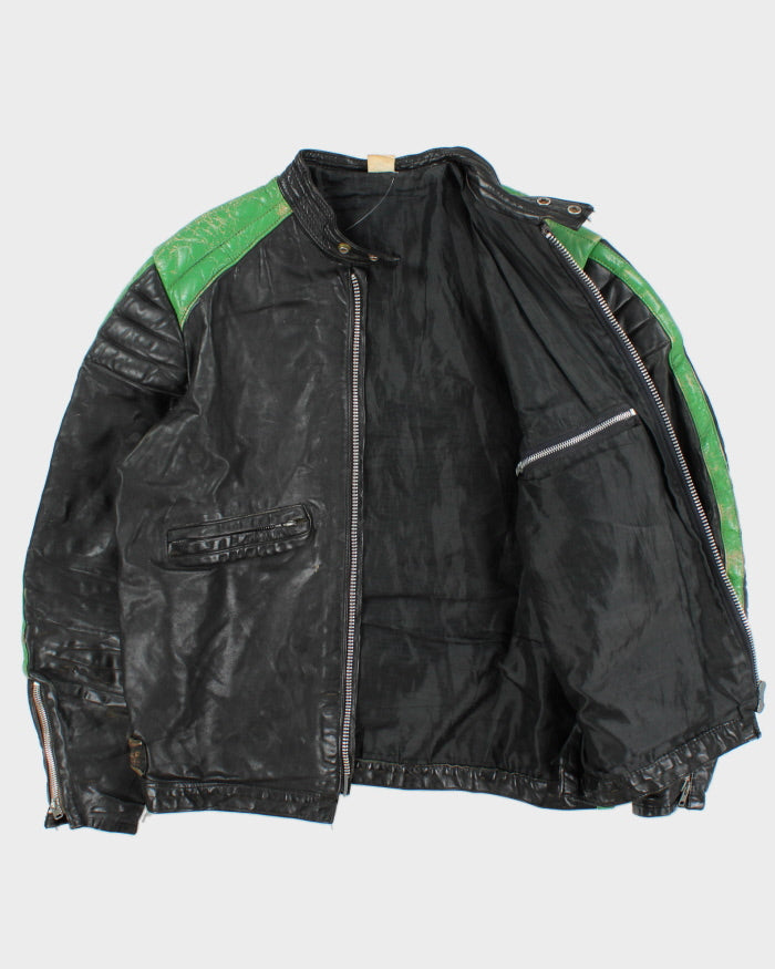 Vintage 1970s Made In Canada Horsehide Leather Padded Cafe Racer Moto Jacket - L