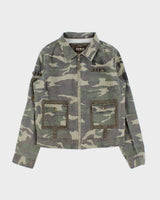Vintage Y2K 00s Edwin Woodland Camo Canvas Military Trucker Jacket - M