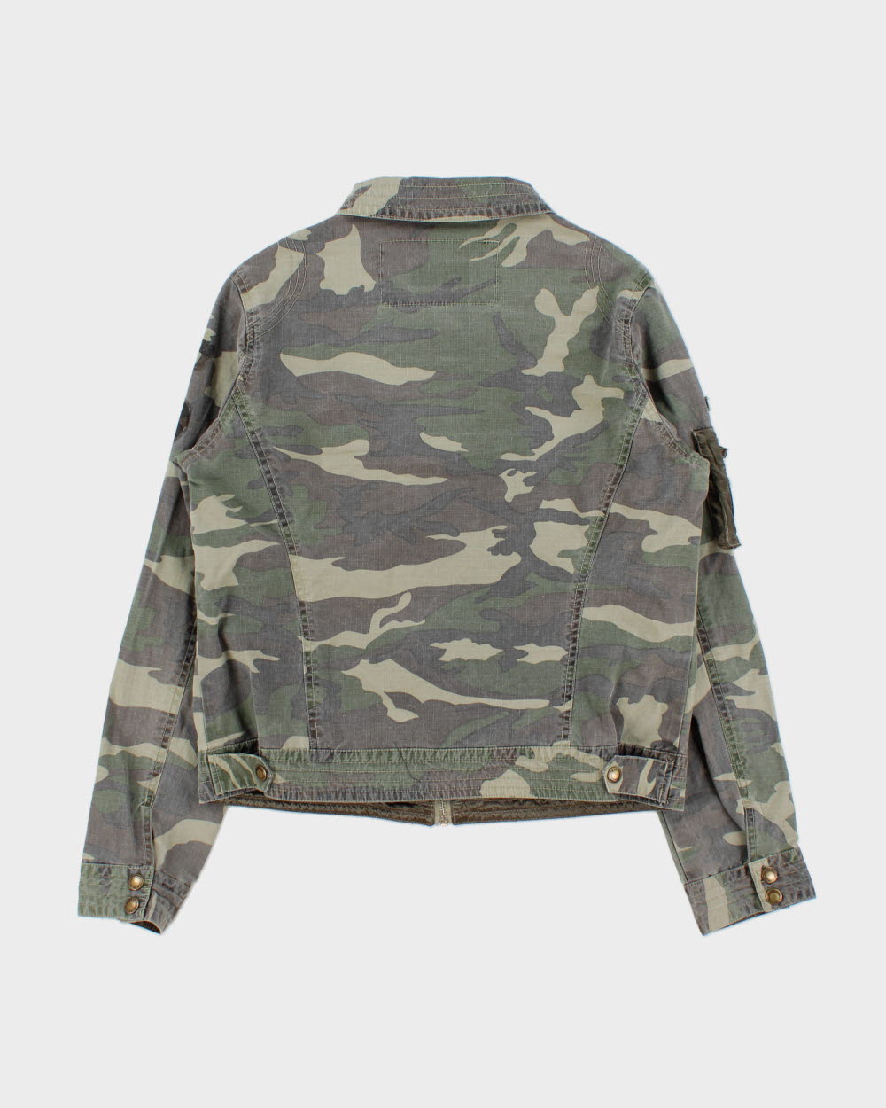 Vintage Y2K 00s Edwin Woodland Camo Canvas Military Trucker Jacket - M