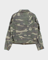 Vintage Y2K 00s Edwin Woodland Camo Canvas Military Trucker Jacket - M