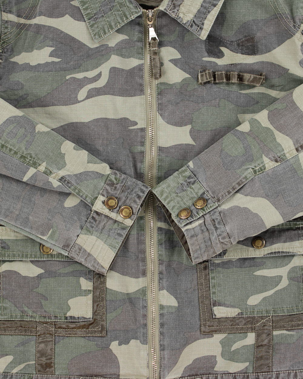 Vintage Y2K 00s Edwin Woodland Camo Canvas Military Trucker Jacket - M