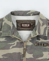 Vintage Y2K 00s Edwin Woodland Camo Canvas Military Trucker Jacket - M