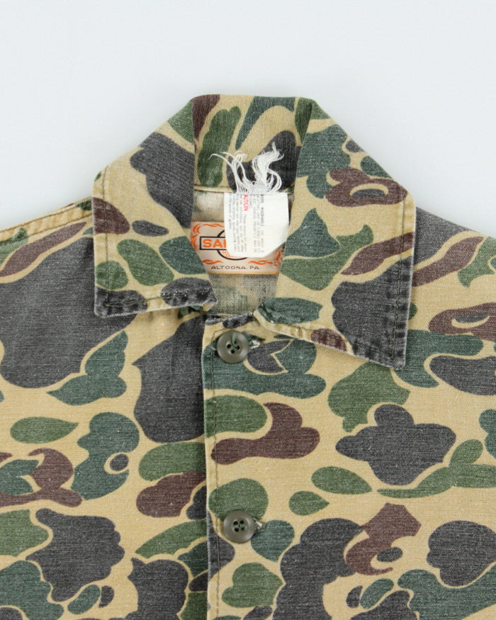 Vintage 1970s Saftbak Duck Camo Made In USA Lightweight Canvas Hunting Jacket - S