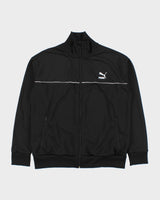 Vintage Puma Black Striped Panel Classic Funnel-Neck Track Jacket - L