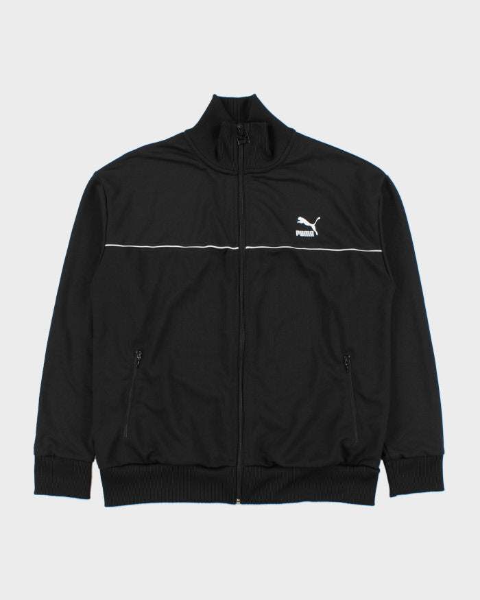 Vintage Puma Black Striped Panel Classic Funnel-Neck Track Jacket - L