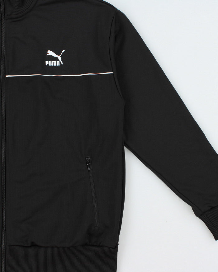 Vintage Puma Black Striped Panel Classic Funnel-Neck Track Jacket - L