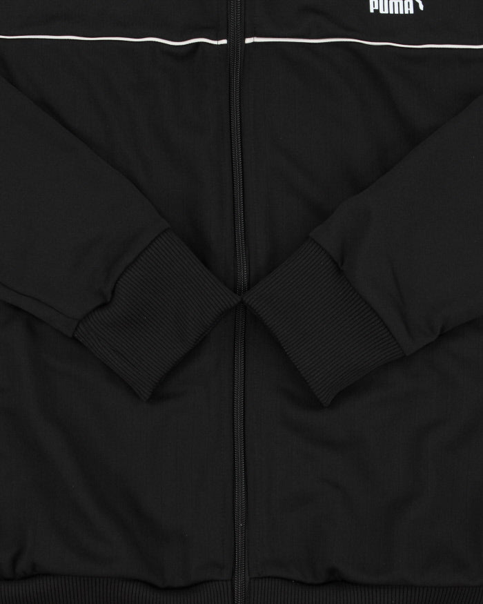 Vintage Puma Black Striped Panel Classic Funnel-Neck Track Jacket - L