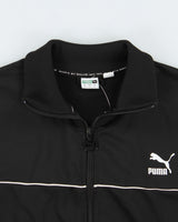 Vintage Puma Black Striped Panel Classic Funnel-Neck Track Jacket - L