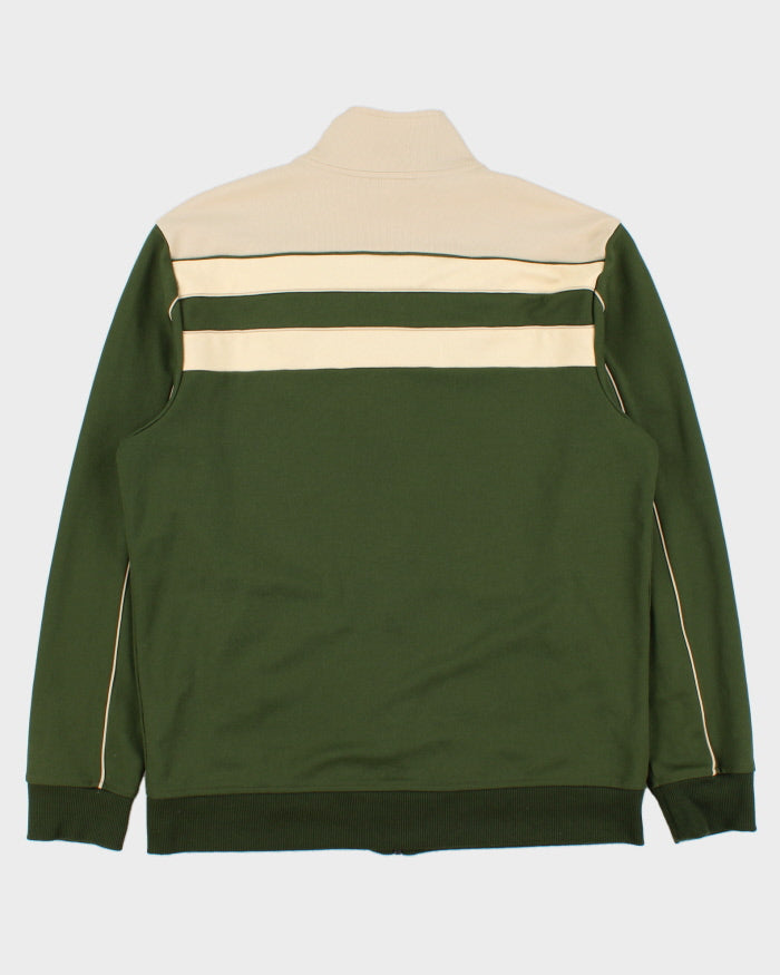 Vintage Y2K 00s Puma Forest Green Striped Embroidered Funnel-Neck Track Jacket - L