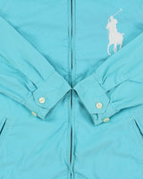 Vintage Y2K 00s Polo Ralph Lauren Aqua Big Pony Contrast Stitch Hooded Twill Canvas Jacket - M