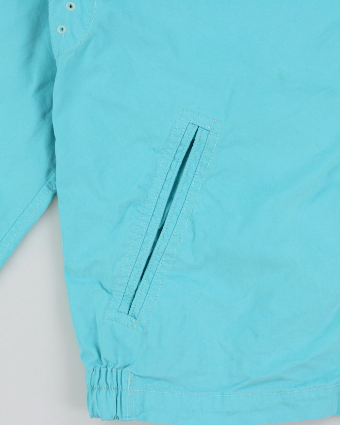 Vintage Y2K 00s Polo Ralph Lauren Aqua Big Pony Contrast Stitch Hooded Twill Canvas Jacket - M