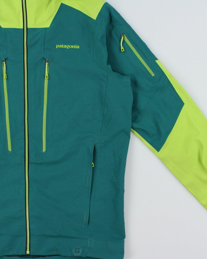 FA15 Patagonia Reconnaissance Arbor/Lime Green Softshell Recco Breathable Snow Jacket - S