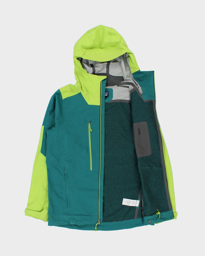 FA15 Patagonia Reconnaissance Arbor/Lime Green Softshell Recco Breathable Snow Jacket - S