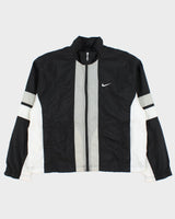 Vintage 1990s Nike Women's Striped Embroidered Swoosh Shell Windbreaker Jacket - M