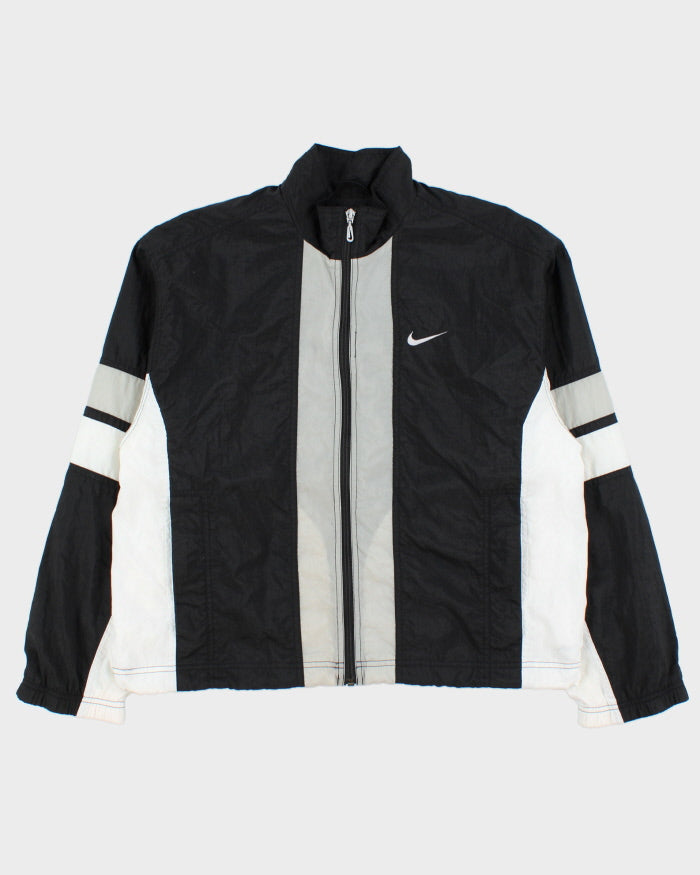 Vintage 1990s Nike Women's Striped Embroidered Swoosh Shell Windbreaker Jacket - M
