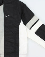 Vintage 1990s Nike Women's Striped Embroidered Swoosh Shell Windbreaker Jacket - M