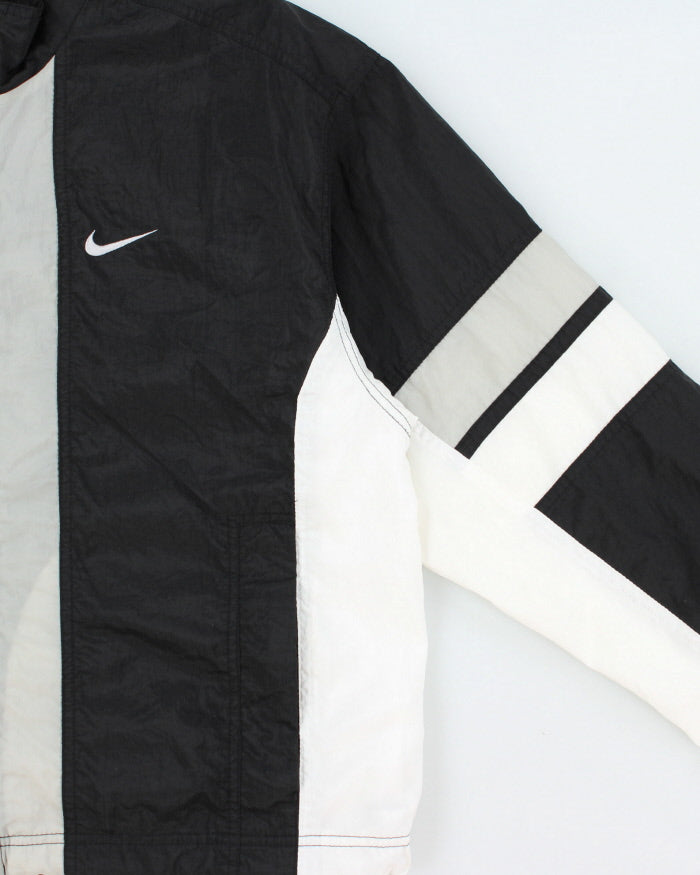Vintage 1990s Nike Women's Striped Embroidered Swoosh Shell Windbreaker Jacket - M