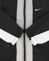 Vintage 1990s Nike Women's Striped Embroidered Swoosh Shell Windbreaker Jacket - M