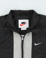 Vintage 1990s Nike Women's Striped Embroidered Swoosh Shell Windbreaker Jacket - M