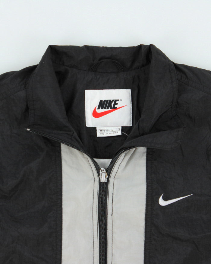 Vintage 1990s Nike Women's Striped Embroidered Swoosh Shell Windbreaker Jacket - M