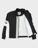 Vintage 1990s Nike Women's Striped Embroidered Swoosh Shell Windbreaker Jacket - M