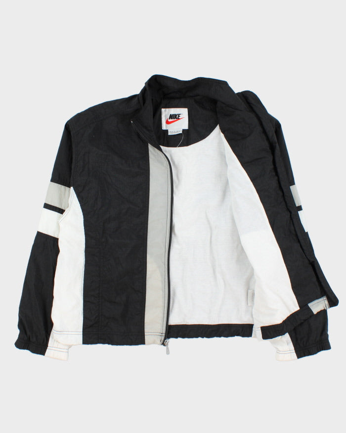 Vintage 1990s Nike Women's Striped Embroidered Swoosh Shell Windbreaker Jacket - M