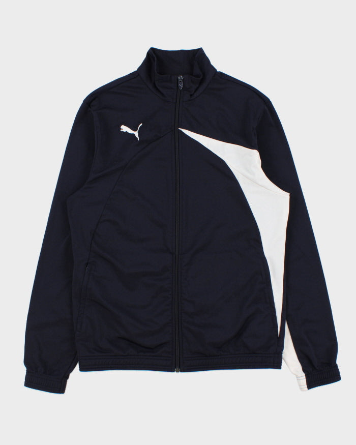 Vintage Puma Navy Embroidered Funnel-Neck Track Jacket - M