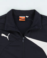 Vintage Puma Navy Embroidered Funnel-Neck Track Jacket - M