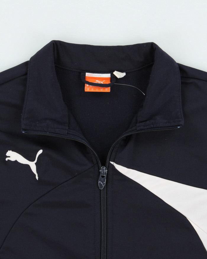 Vintage Puma Navy Embroidered Funnel-Neck Track Jacket - M