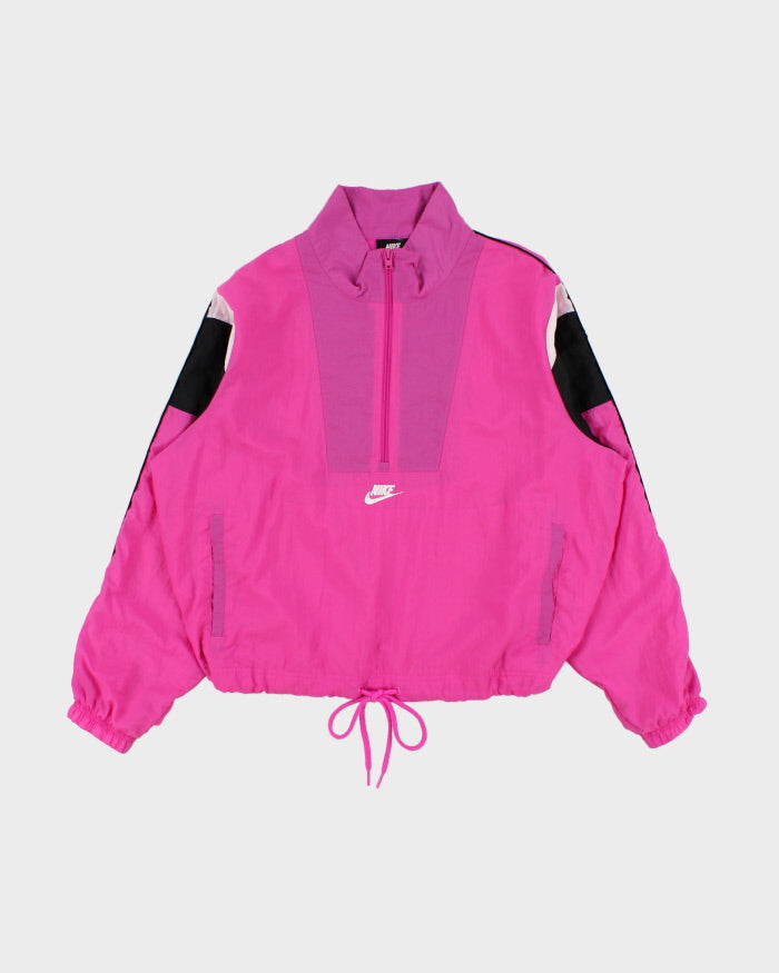 Nike Hot Pink Embroidered '80s Quarter-Zip Shell Windbreaker Jacket - S